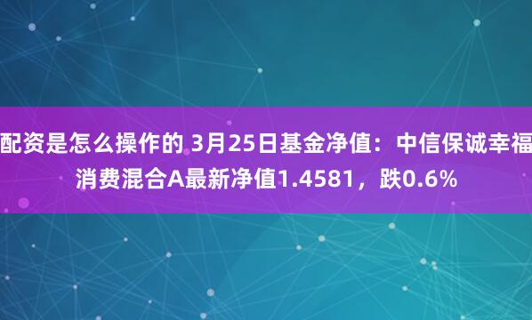 配资是怎么操作的 3月25日基金净值：中信保诚幸福消费混合A最新净值1.4581，跌0.6%