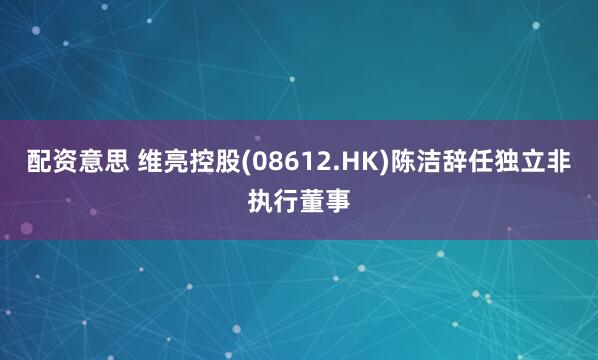 配资意思 维亮控股(08612.HK)陈洁辞任独立非执行董事