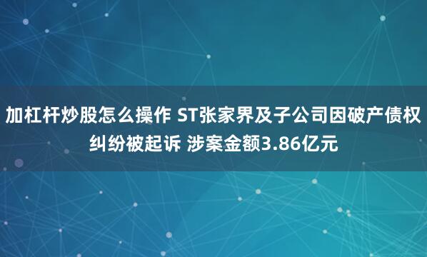 加杠杆炒股怎么操作 ST张家界及子公司因破产债权纠纷被起诉 涉案金额3.86亿元