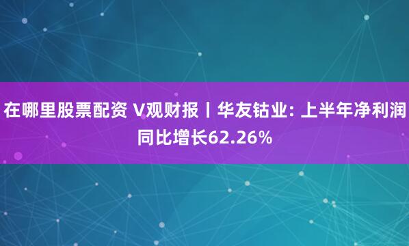 在哪里股票配资 V观财报丨华友钴业: 上半年净利润同比增长62.26%